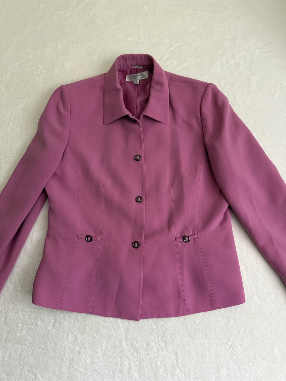 Tahari Heritage Rose-Pink Tailored Button-Front Blazer